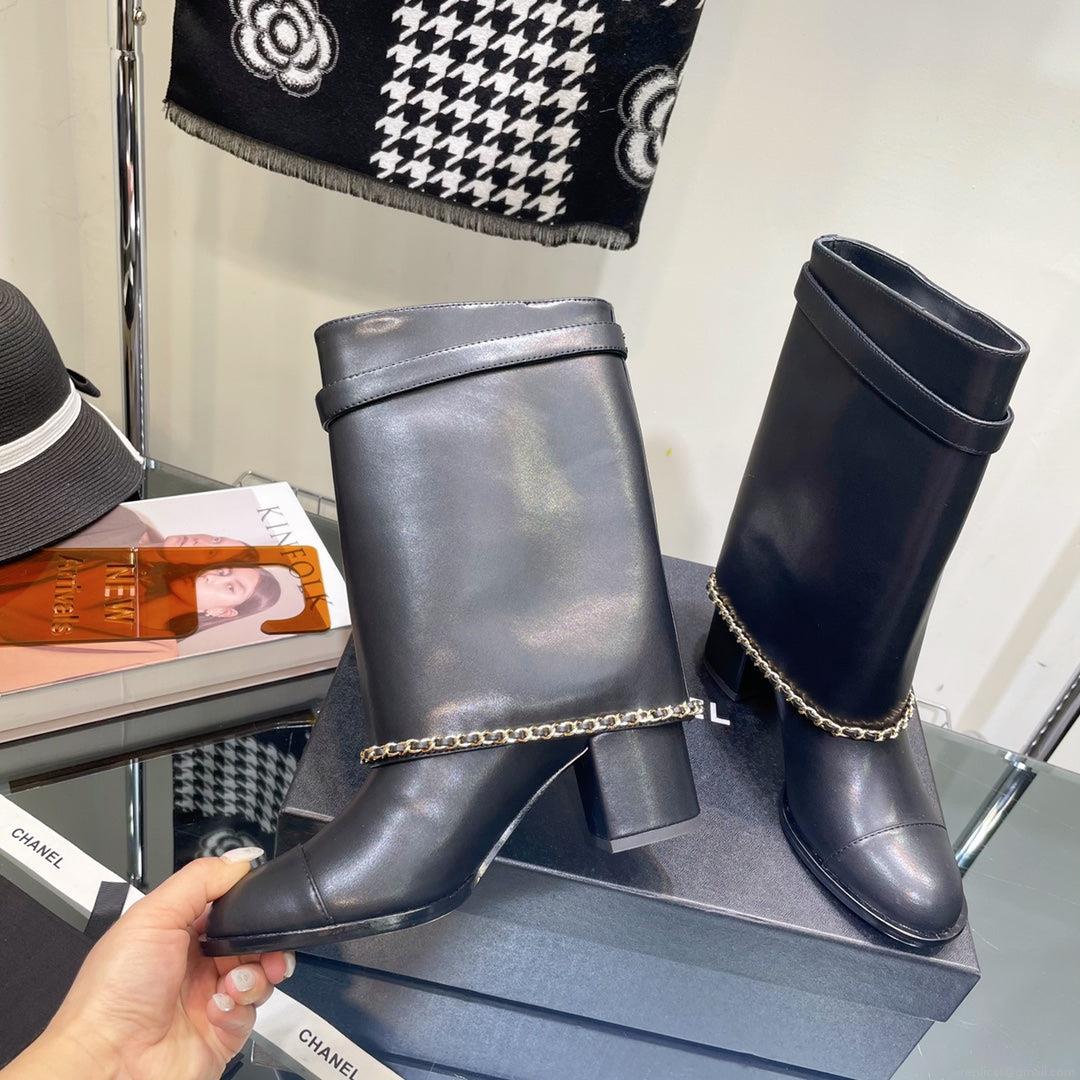 Chanel Women’s Shoes G39345 X56709 94305Classcal Chain Hight Boots 190784