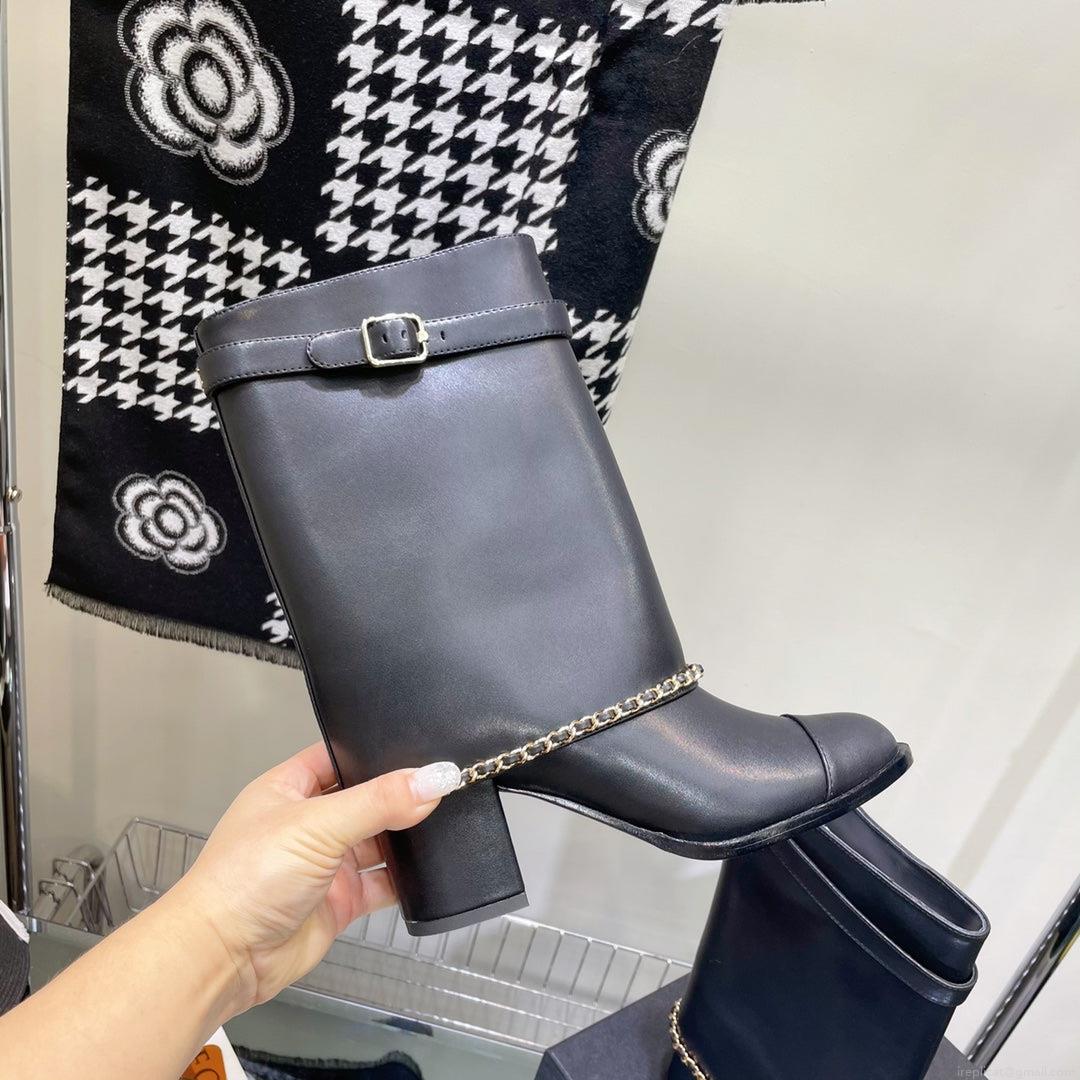 Chanel Women’s Shoes G39345 X56709 94305Classcal Chain Hight Boots 190784