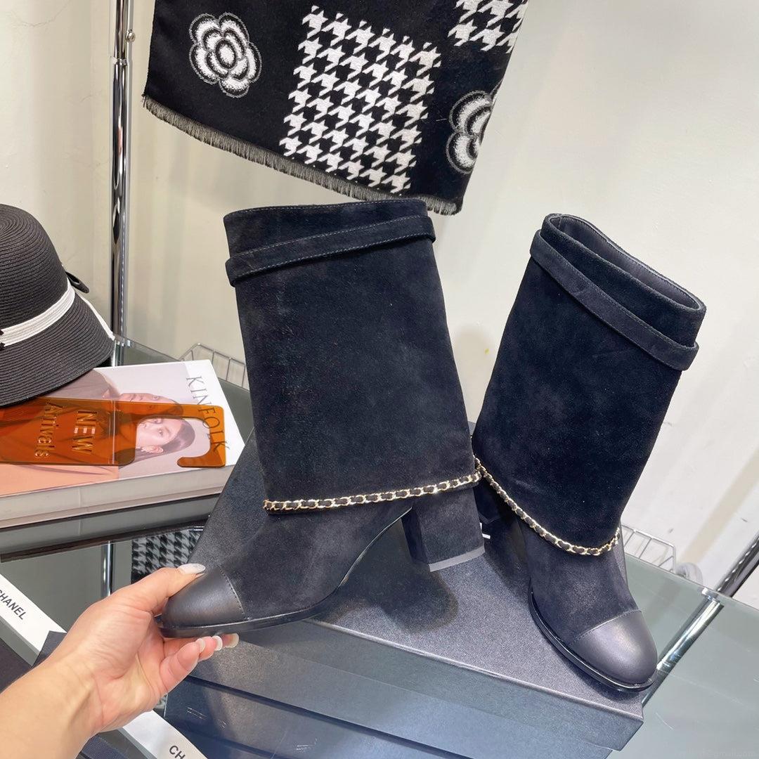 Chanel Women’s Shoes G39345 X56709 94305Classcal Chain Hight Boots 190782