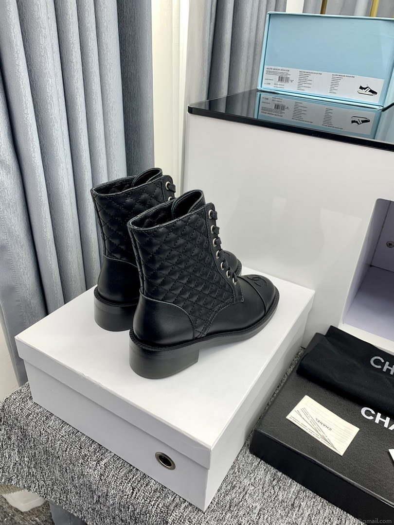 Chanel Women’s Shoes G39162 Y55902 94305 Ankle Boots Lace-Ups 189744
