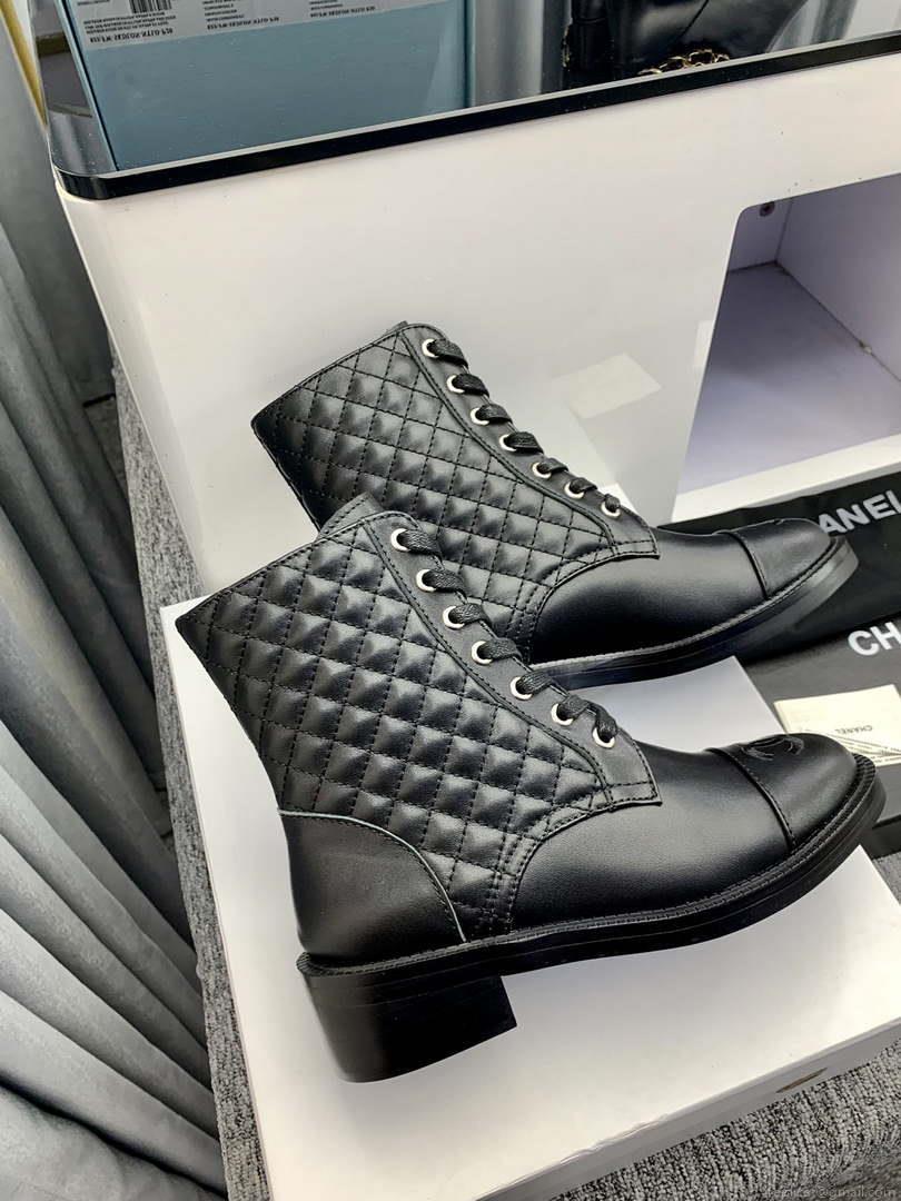Chanel Women’s Shoes G39162 Y55902 94305 Ankle Boots Lace-Ups 189744