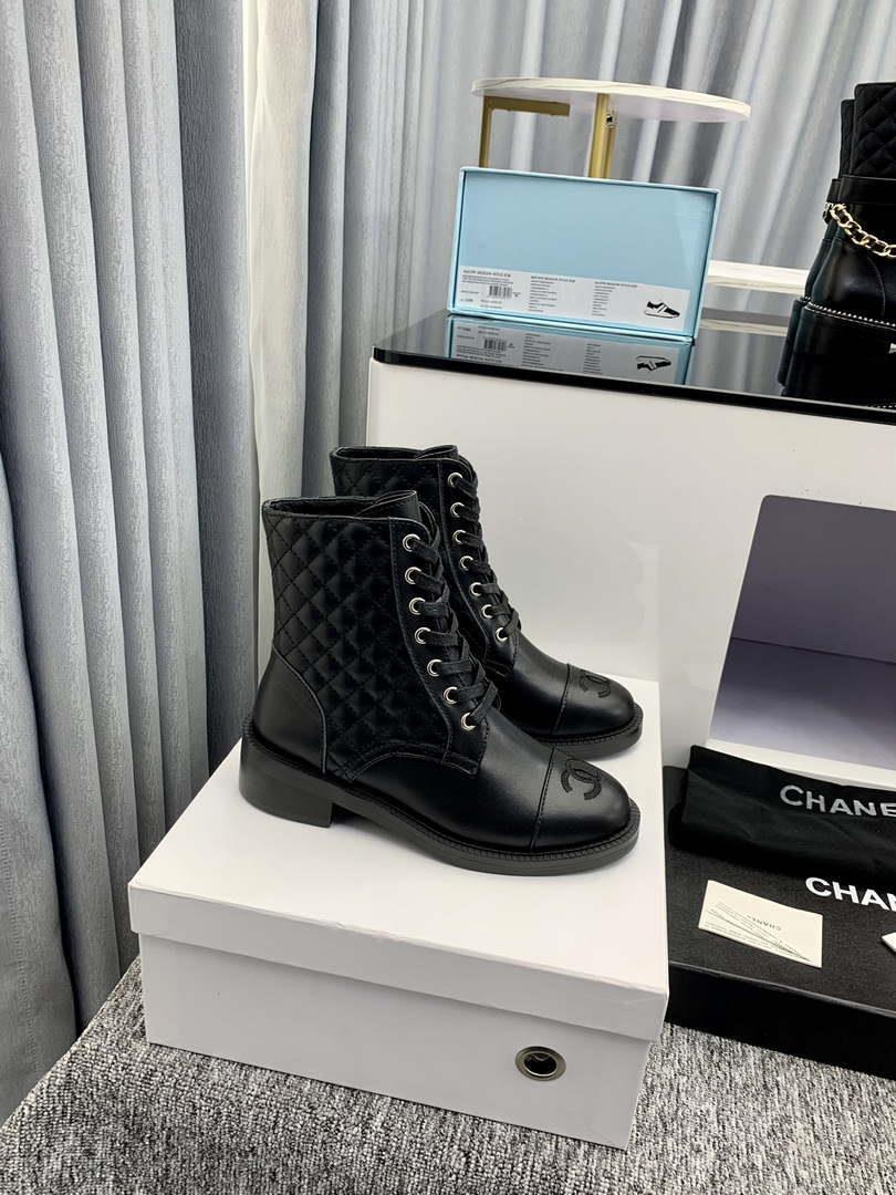 Chanel Women’s Shoes G39162 Y55902 94305 Ankle Boots Lace-Ups 189744