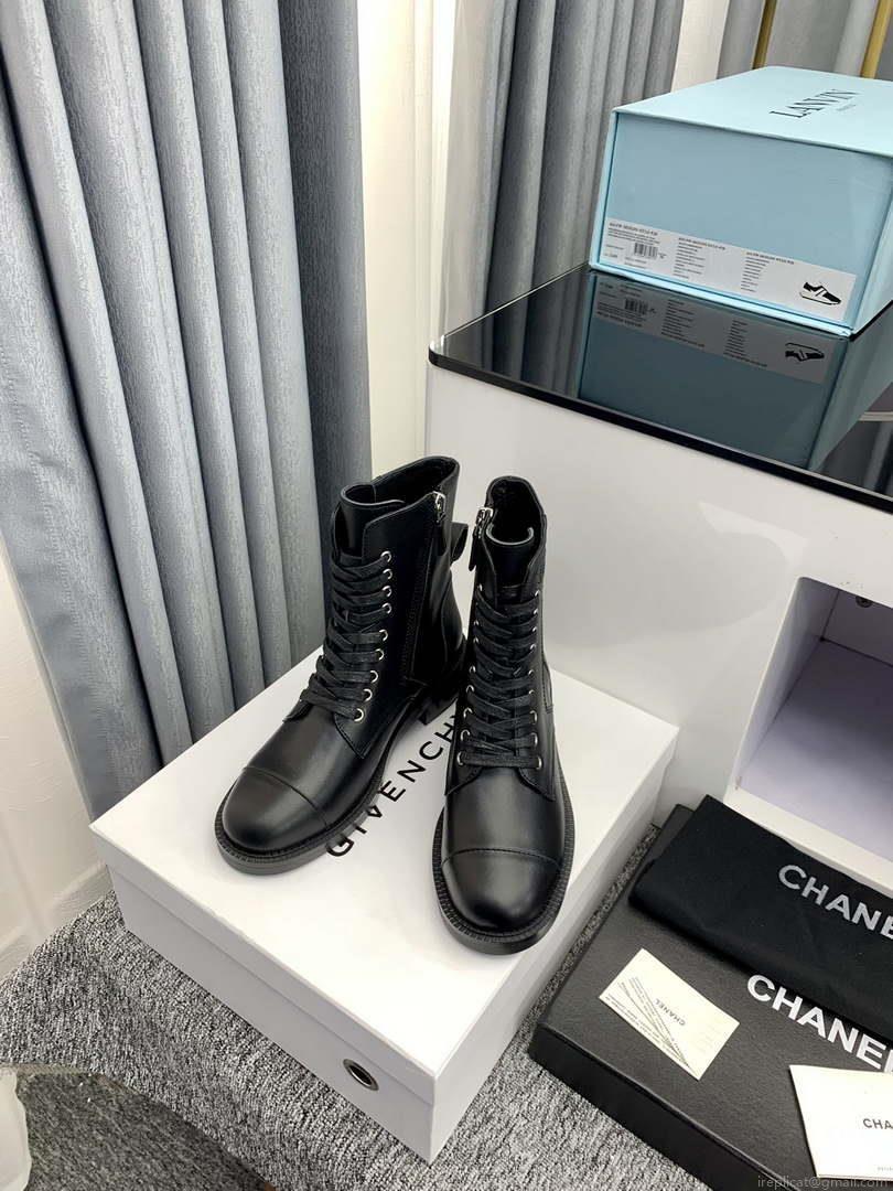 Chanel Women’s Shoes G39162 Y55902 94305 Ankle Boots Lace-Ups 189743