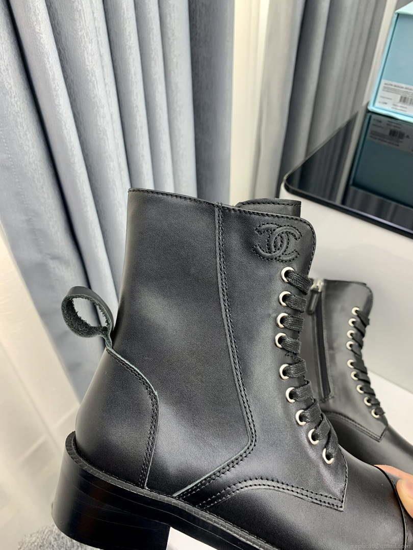Chanel Women’s Shoes G39162 Y55902 94305 Ankle Boots Lace-Ups 189743