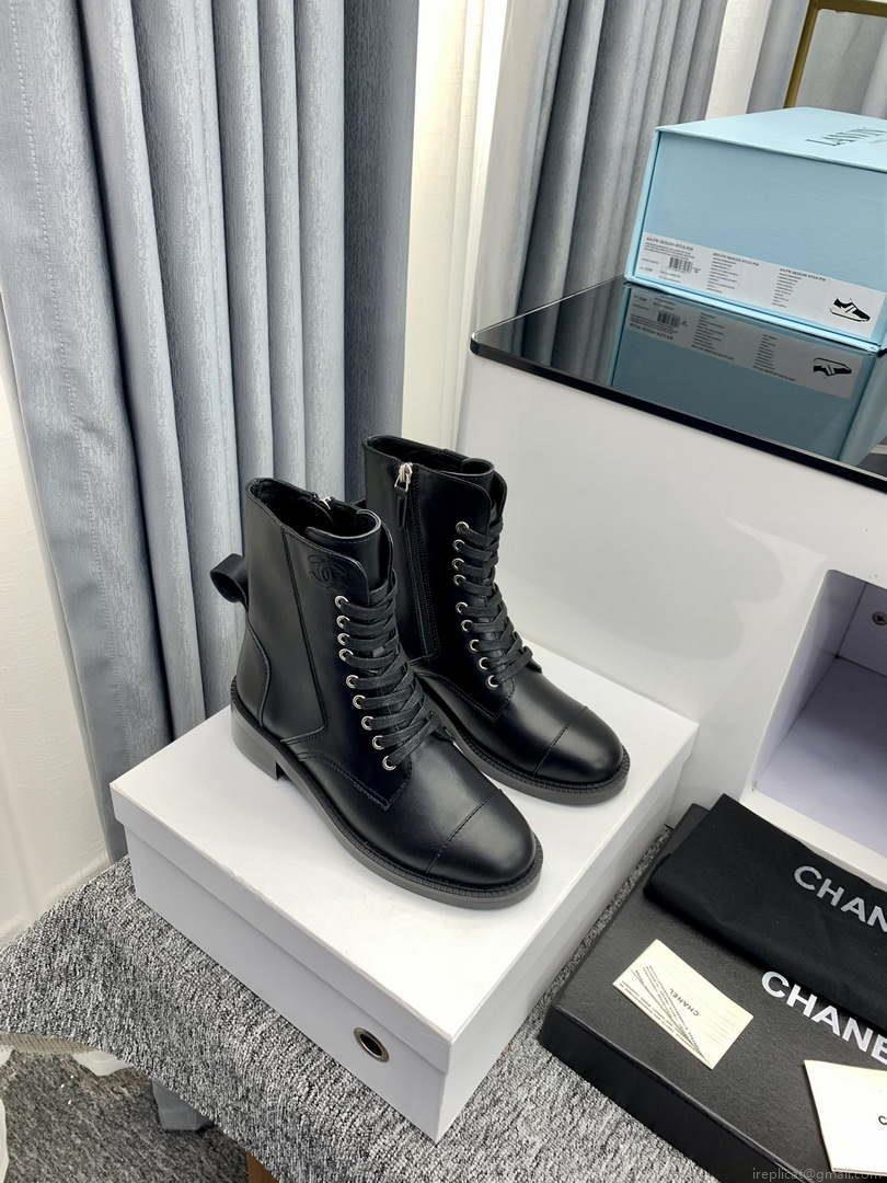Chanel Women’s Shoes G39162 Y55902 94305 Ankle Boots Lace-Ups 189743