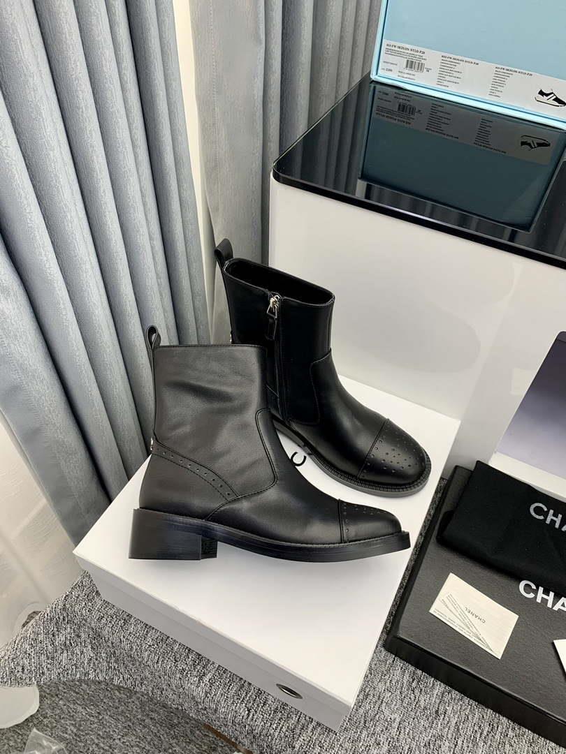 Chanel Women’s Shoes G39162 Y55902 94305 Ankle Boots Lace-Ups 189738