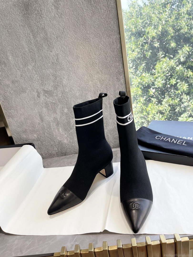 Chanel Women’s Shoes Elastic Knitting Ankle Boots 193736
