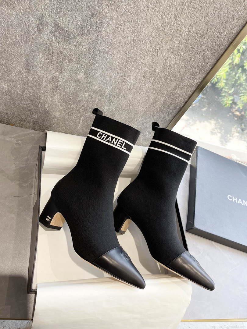 Chanel Women’s Shoes Elastic Knitting Ankle Boots 193736