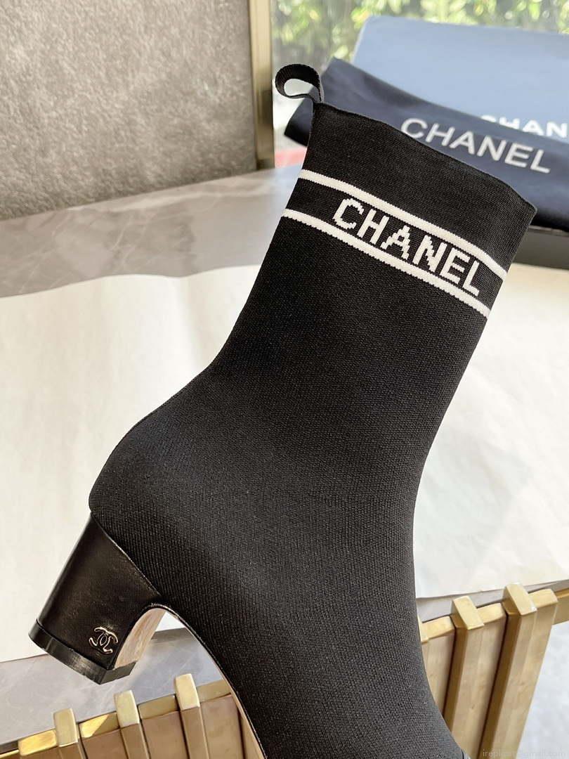 Chanel Women’s Shoes Elastic Knitting Ankle Boots 193736