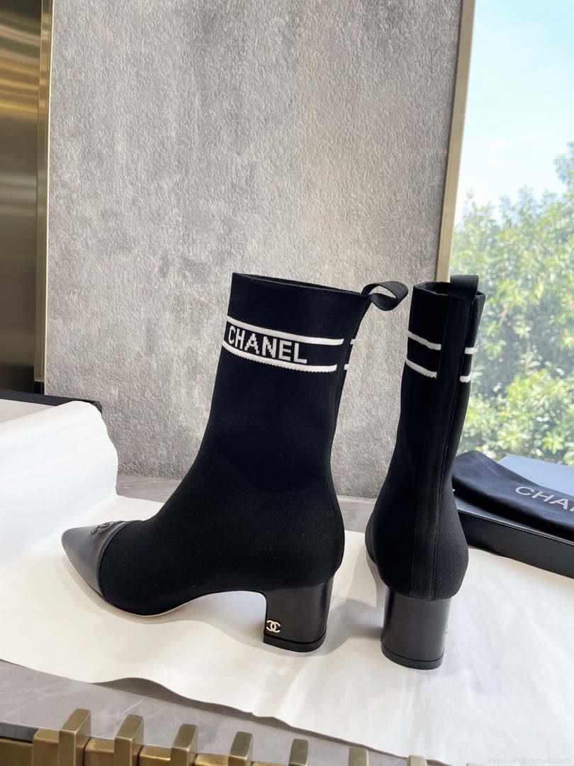 Chanel Women’s Shoes Elastic Knitting Ankle Boots 193736