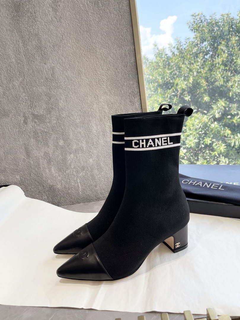 Chanel Women’s Shoes Elastic Knitting Ankle Boots 193736