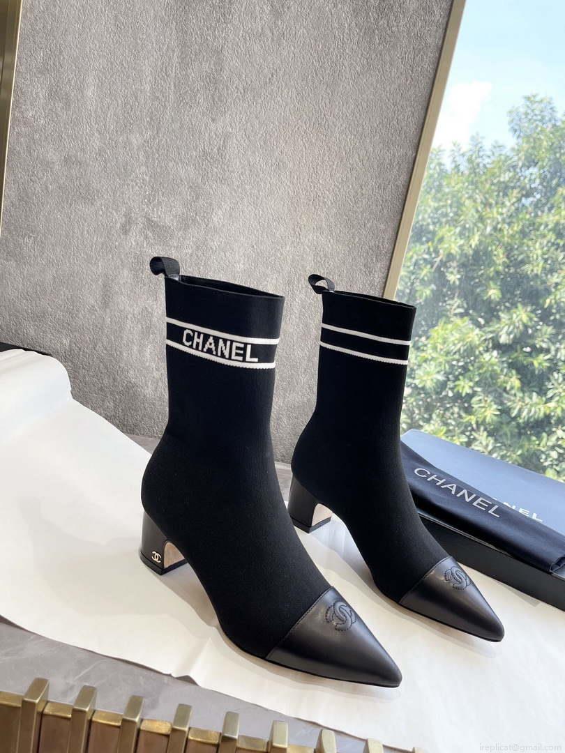Chanel Women’s Shoes Elastic Knitting Ankle Boots 193736