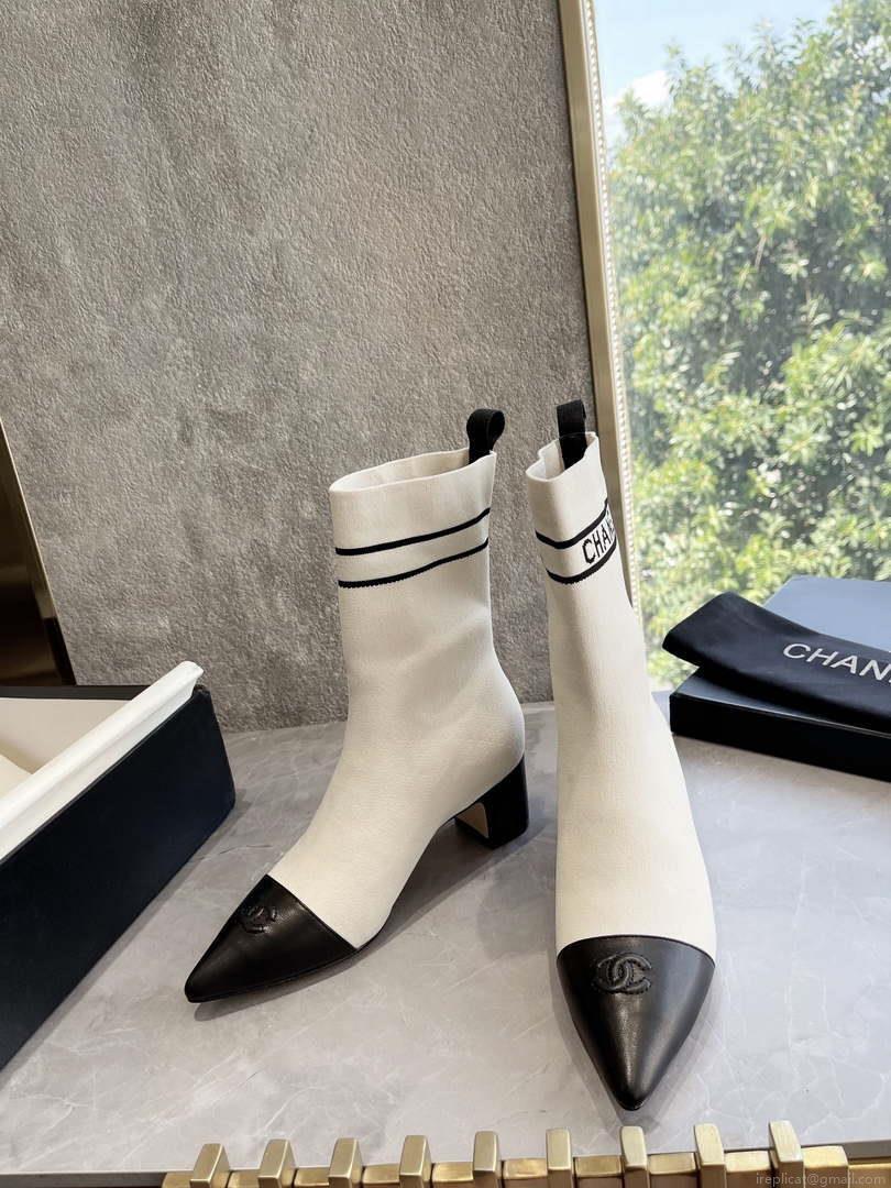 Chanel Women’s Shoes Elastic Knitting Ankle Boots 193734