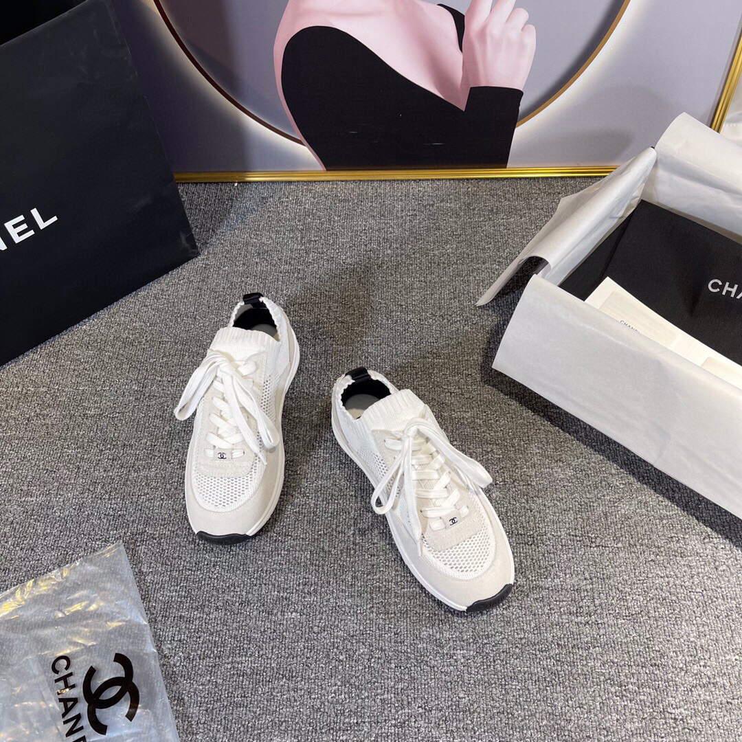 Chanel Men Women’s Sneaker Shoes G38750 White and Grey Calfskin