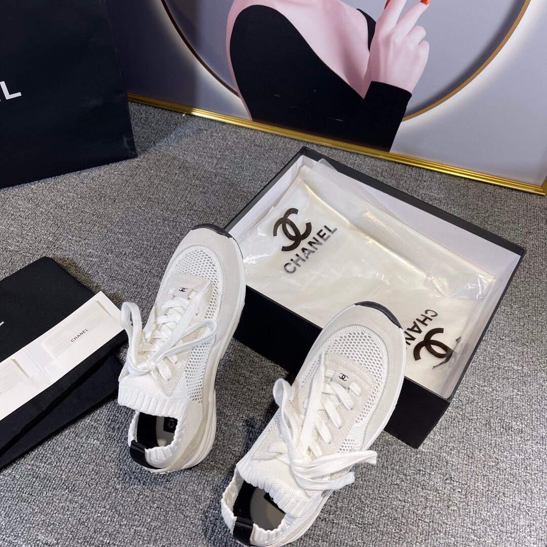 Chanel Men Women’s Sneaker Shoes G38750 White and Grey Calfskin