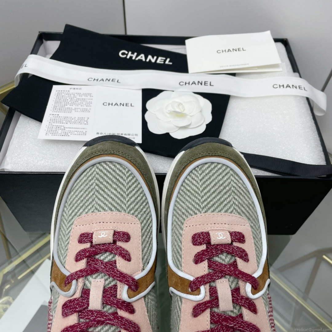 Chanel Women’s Sneaker Shoes G38755 Pink and Green