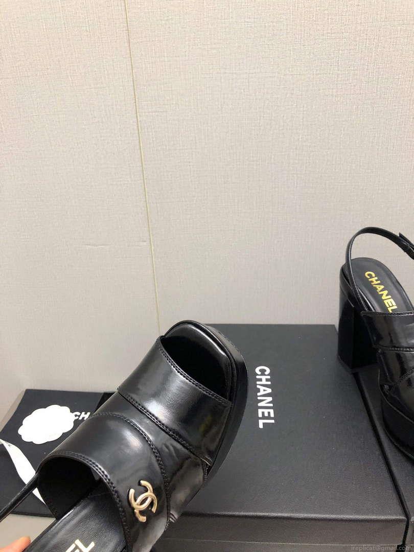 Chanel G45016 Patent Crumpled Lambskin Sandals C88320