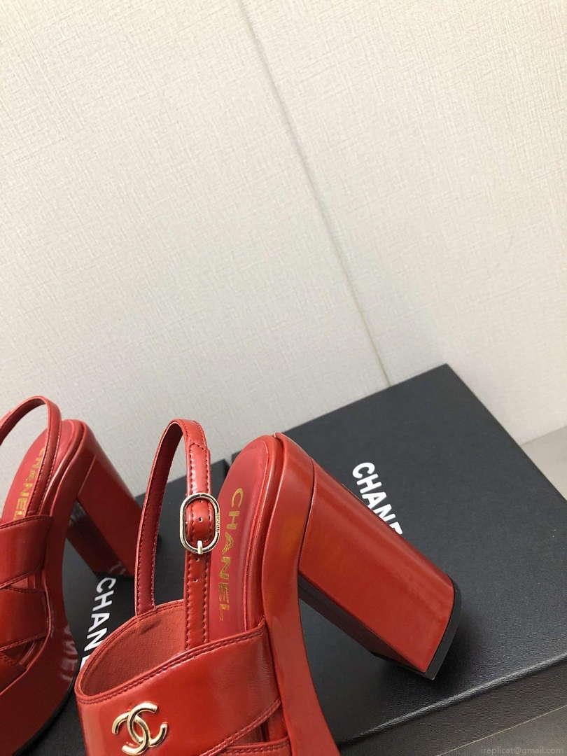 Chanel G45016 Patent Crumpled Lambskin Sandals C88321