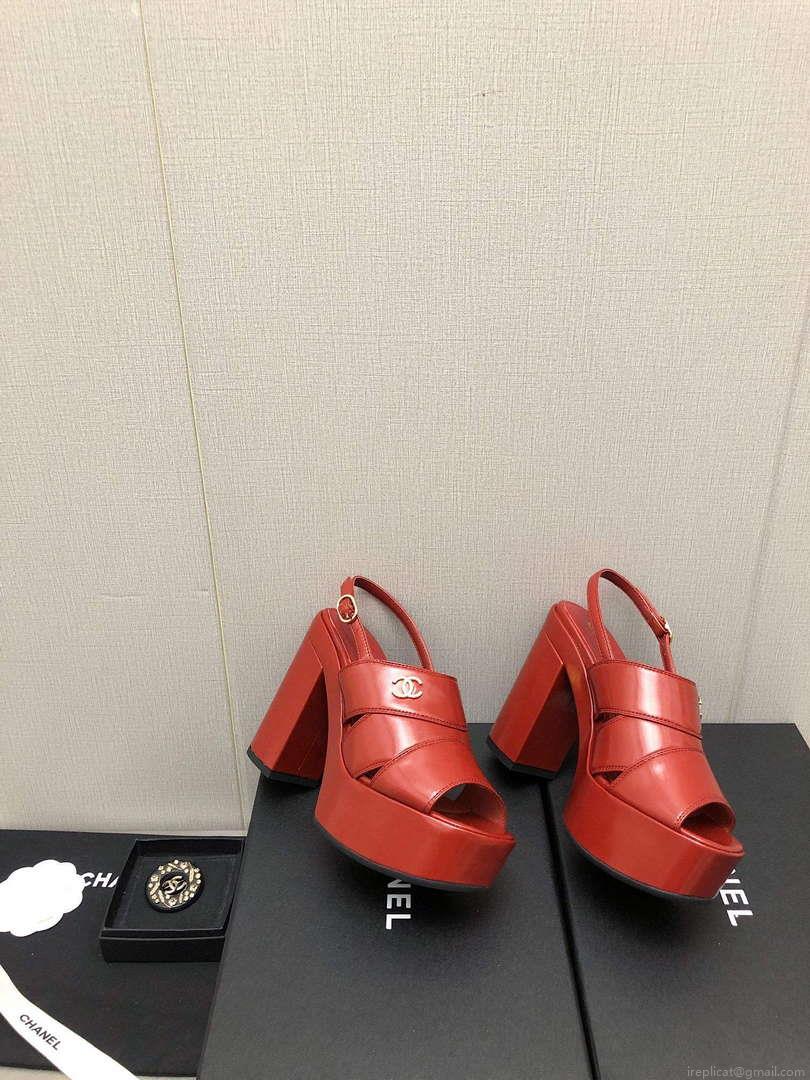 Chanel G45016 Patent Crumpled Lambskin Sandals C88321