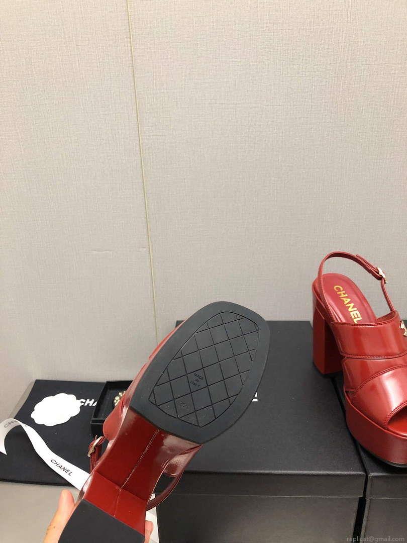 Chanel G45016 Patent Crumpled Lambskin Sandals C88321