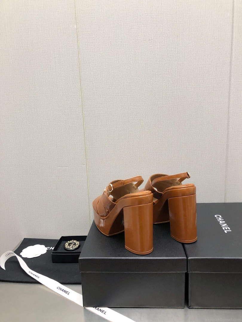 Chanel G45016 Patent Crumpled Lambskin Sandals C88323