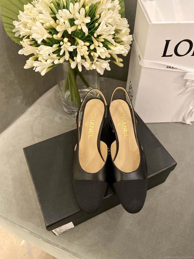 Chanel Women’s Slingbacks Goatskin Grosgrain Sandals Shoes C91001