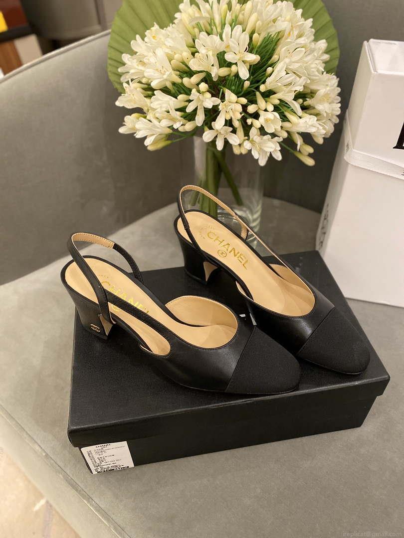 Chanel Women’s Slingbacks Goatskin Grosgrain Sandals Shoes C91001