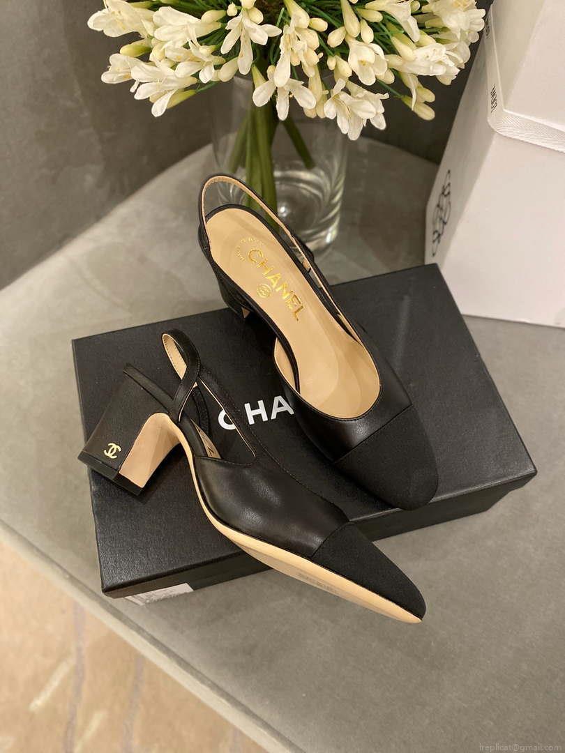 Chanel Women’s Slingbacks Goatskin Grosgrain Sandals Shoes C91001