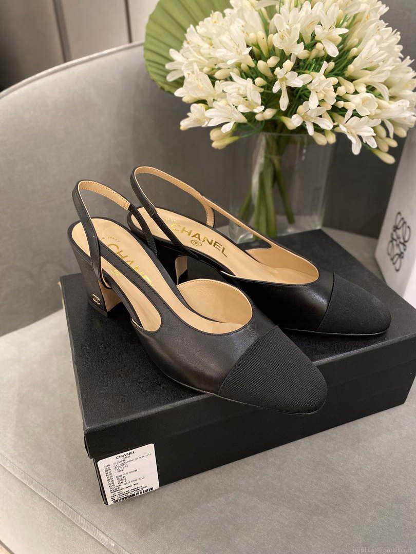Chanel Women’s Slingbacks Goatskin Grosgrain Sandals Shoes C91001