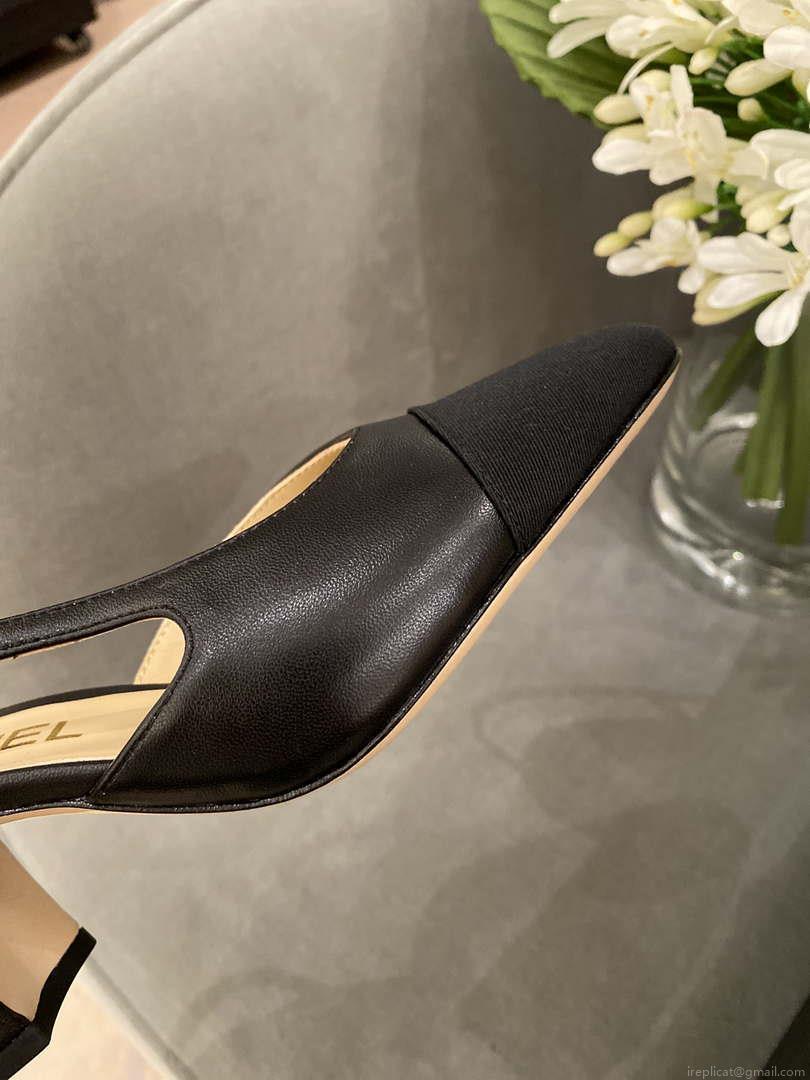 Chanel Women’s Slingbacks Goatskin Grosgrain Sandals Shoes C91001