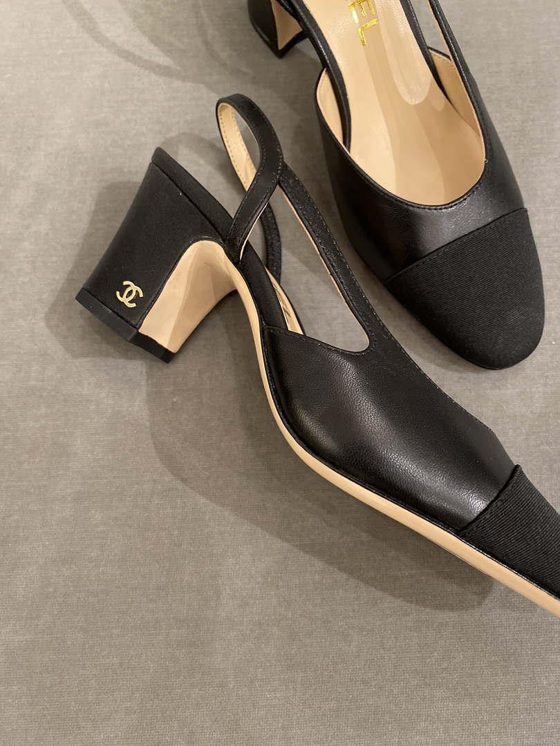 Chanel Women’s Slingbacks Goatskin Grosgrain Sandals Shoes C91001