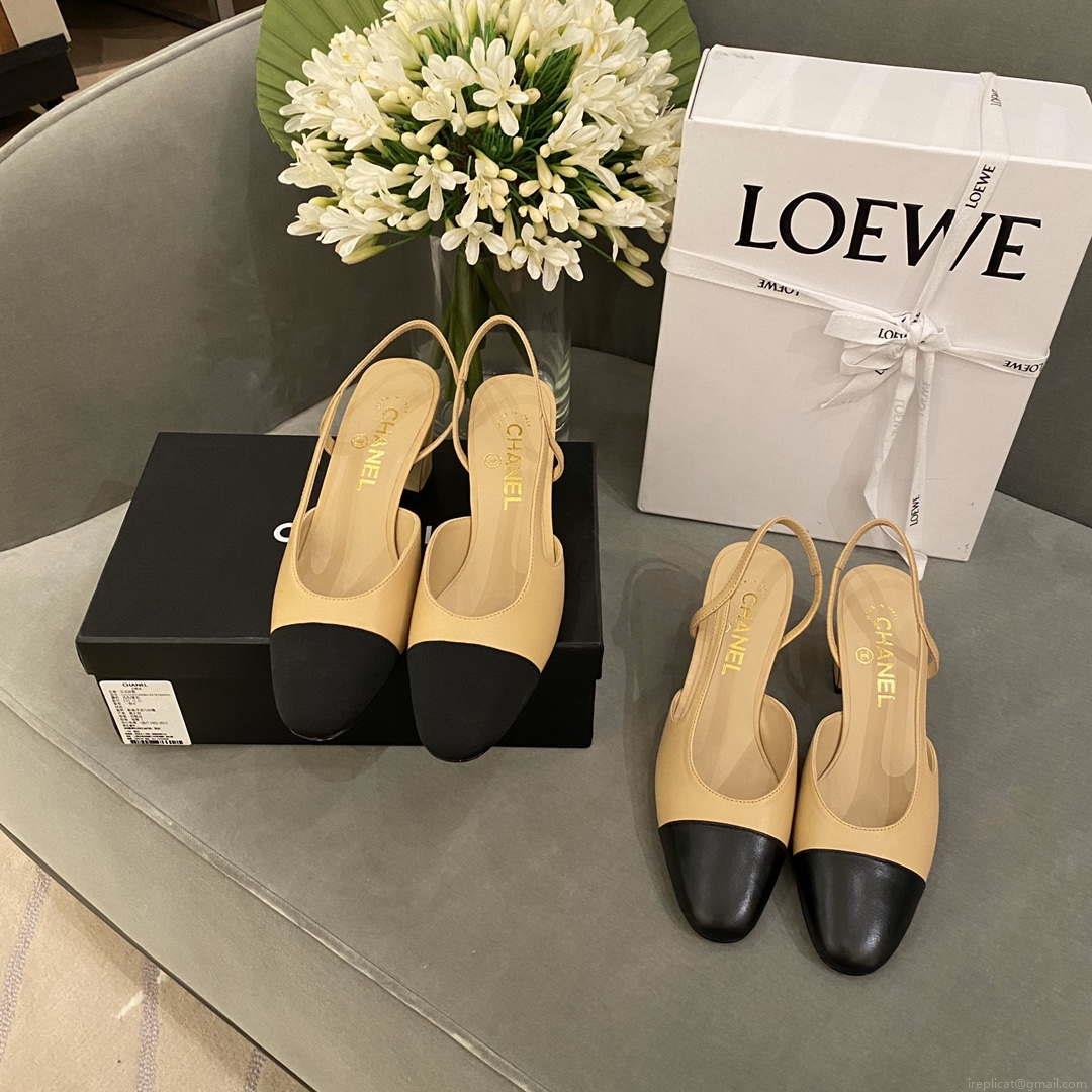 Chanel Women’s Slingbacks Goatskin Grosgrain Sandals Shoes C91002