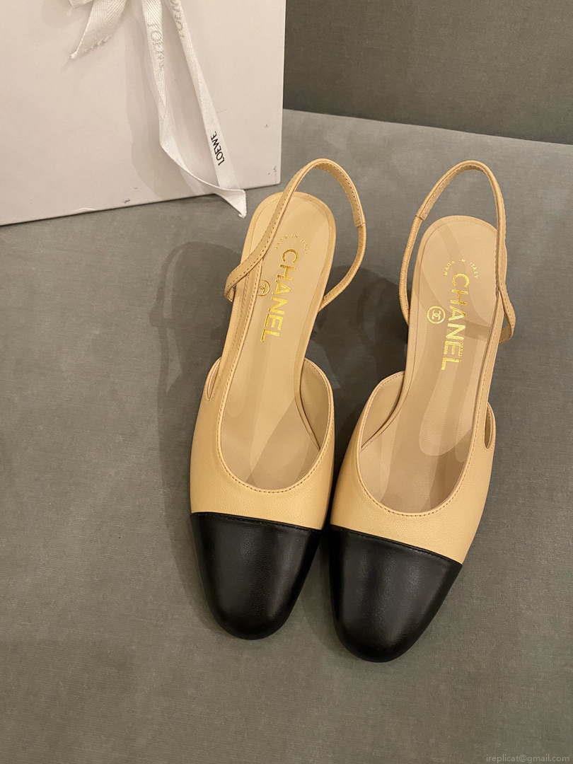 Chanel Women’s Slingbacks Goatskin Grosgrain Sandals Shoes C91002