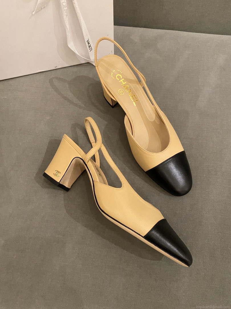 Chanel Women’s Slingbacks Goatskin Grosgrain Sandals Shoes C91002