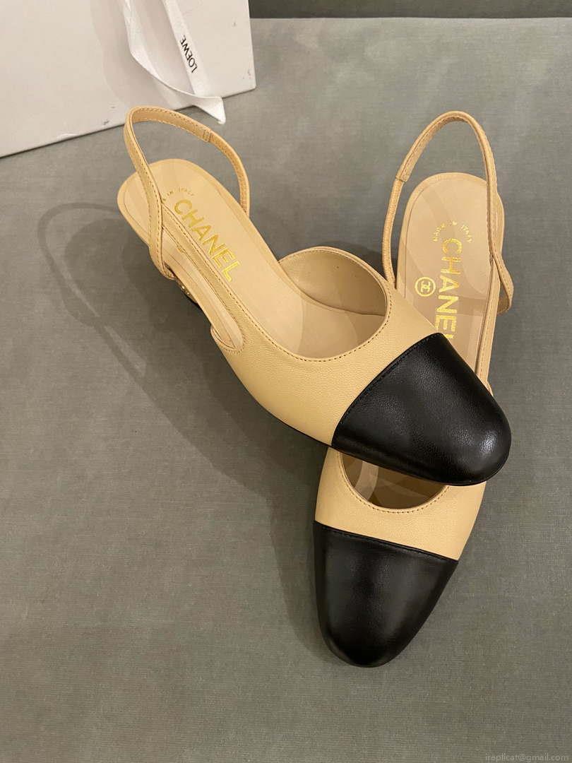 Chanel Women’s Slingbacks Goatskin Grosgrain Sandals Shoes C91002