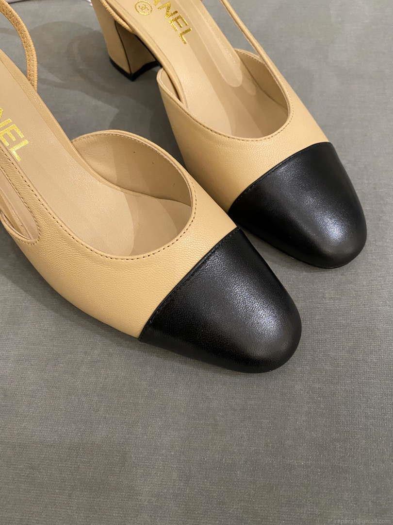 Chanel Women’s Slingbacks Goatskin Grosgrain Sandals Shoes C91002