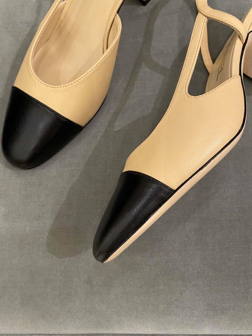 Chanel Women’s Slingbacks Goatskin Grosgrain Sandals Shoes C91002