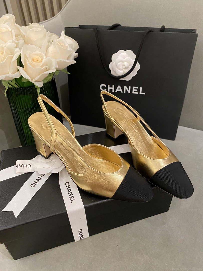 Chanel Women’s G31318 Slingbacks Goatskin Grosgrain Sandals Shoes C91005