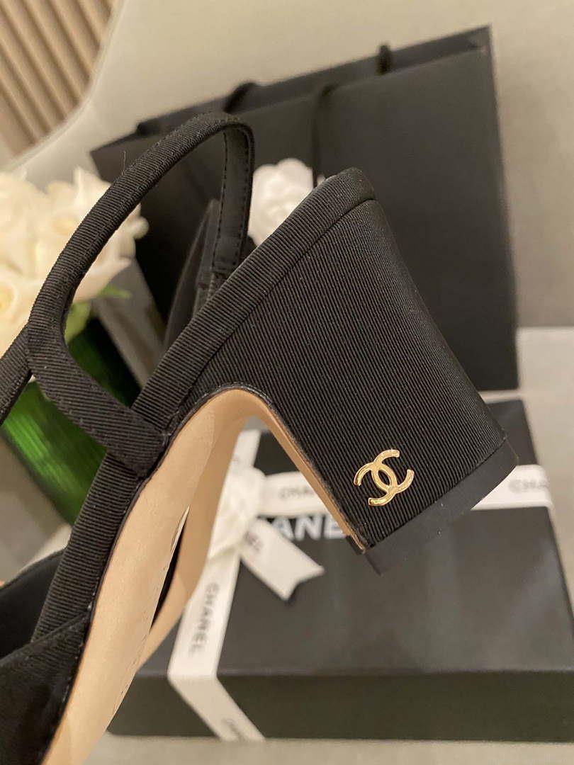 Chanel Women’s G31318 Slingbacks Goatskin Grosgrain Sandals Shoes C91006