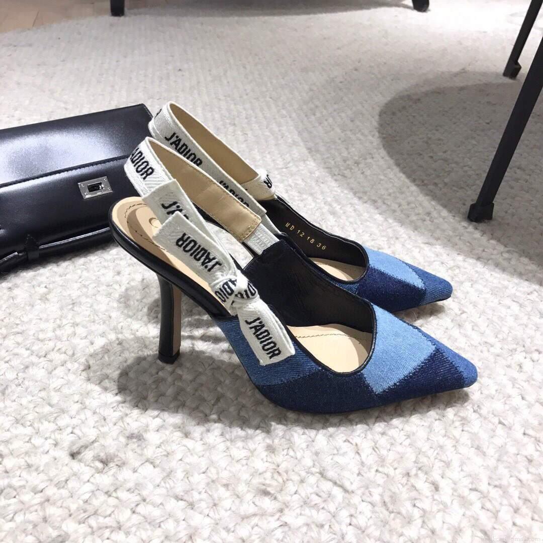 Dior KCP867 J’ADIOR Slingback Pump Blue Metallic Fabric