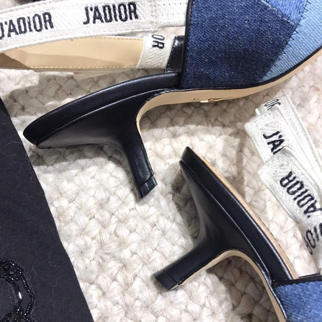Dior KCP867 J’ADIOR Slingback Pump Blue Metallic Fabric