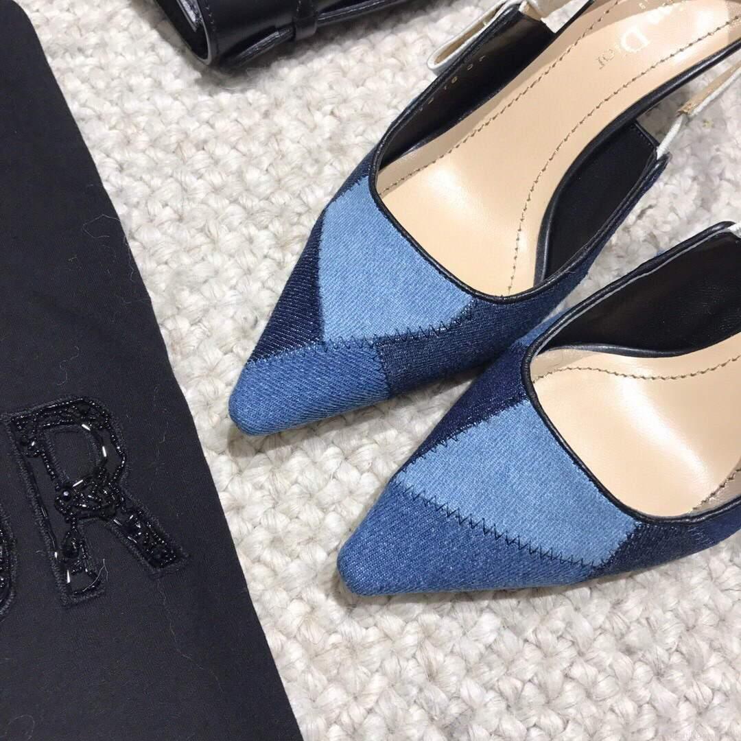 Dior KCP867 J’ADIOR Slingback Pump Blue Metallic Fabric
