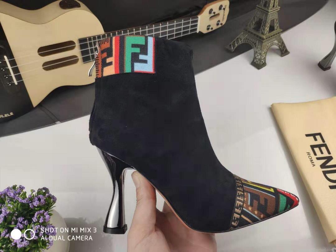 Fendi Boots Designger Fendi Short Shoes Women 81902 Black and Mutlicolor