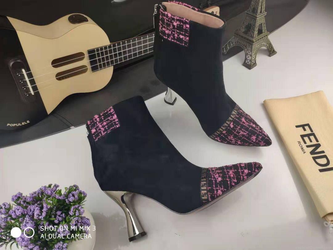 Fendi Boots Designger Fendi Short Shoes Women 81902 Black and Plum