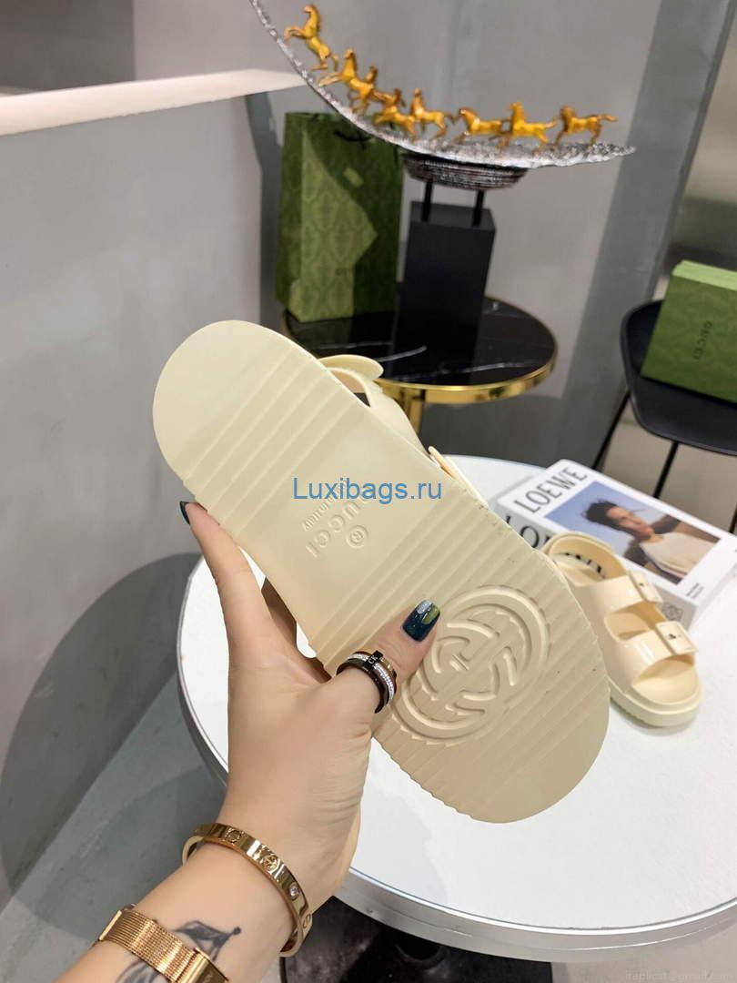 Gucci 660243 Women’s Sandal With Mini Double G Rubber Off-White