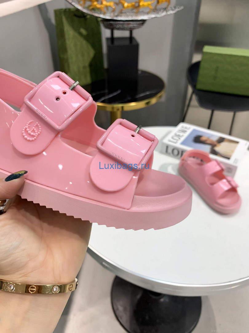 Gucci 660243 Women’s Sandal With Mini Double G Rubber Pink