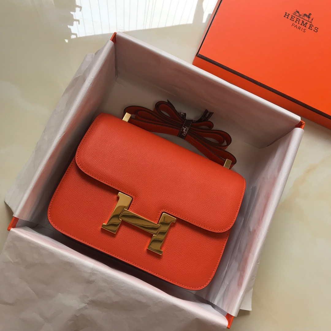 Hermes Constance Cross Body Bag Epsom Leather Gold H28409