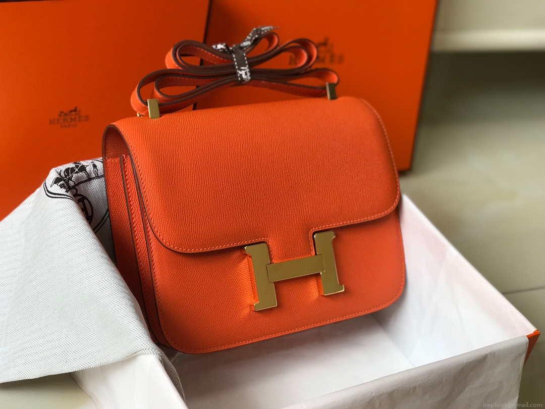 Hermes Constance Cross Body Bag Epsom Leather Gold H28409