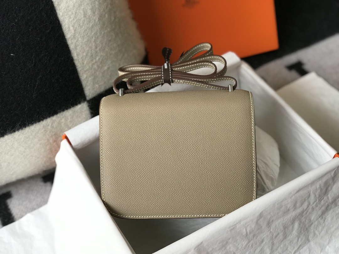 Hermes Constance Shoulder Bags Epsom Leather Silver H28415