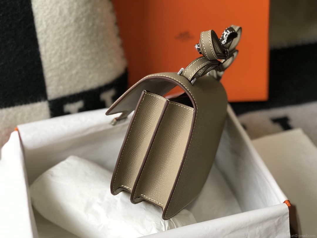 Hermes Constance Shoulder Bags Epsom Leather Silver H28415